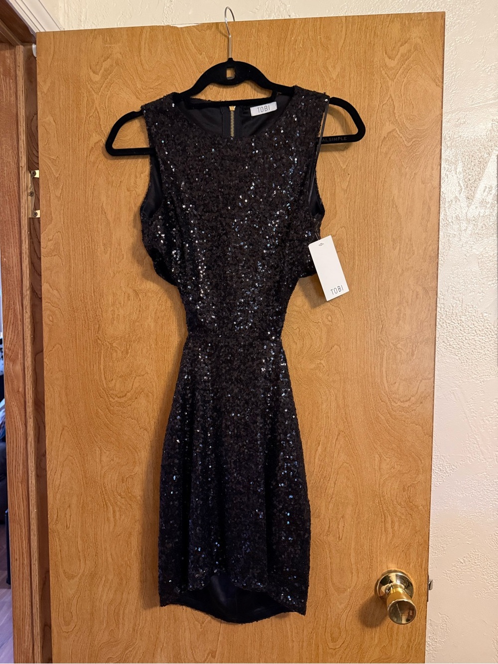 Tobi Black Sequin Cutout Mini Dress